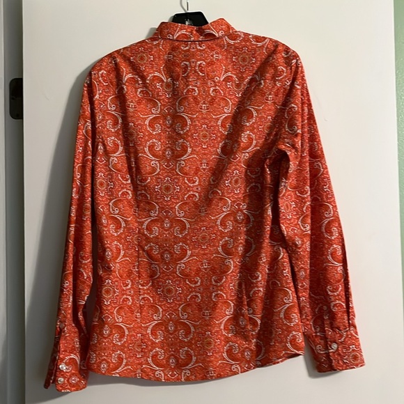 Lands’ End red paisley print blouse sz 8 - Picture 2 of 4